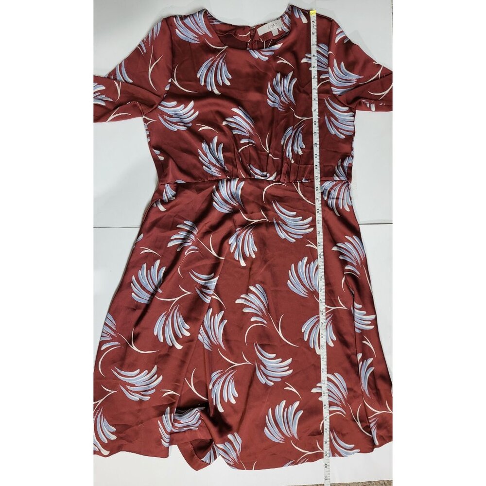 Ann Taylor Loft Womens Floral Print Rust Red A-Line Dress Size 12 - Picture 5 of 8